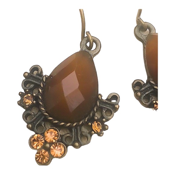 LIZ CLAIBORNE VIntage Brown Stone Earrings and Bracelet Set - Picture 6 of 9